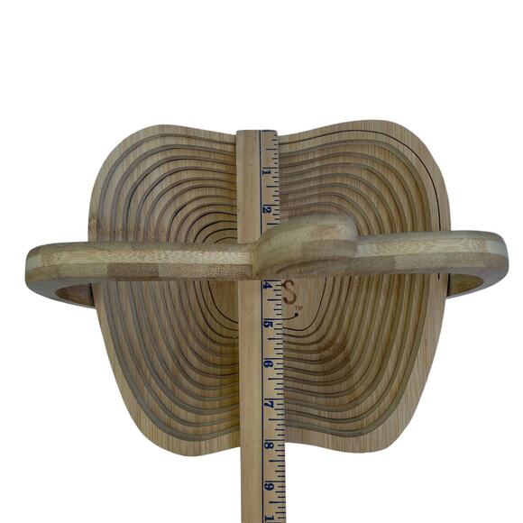 OH! NUTS Collapsible Hanging Bowl on Stand Trivet Apple Nut Fall Decor Wood - Picture 5 of 11